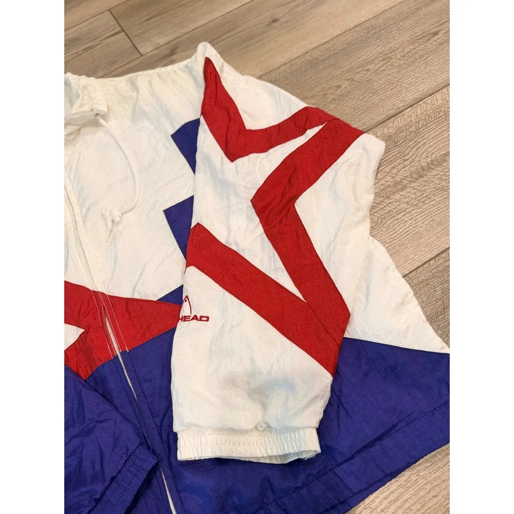 Vintage Head Windbreaker Jacket Red White Blue Star Colorblock Mens Large 90s
